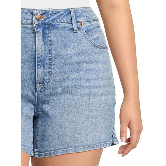 Terra & Sky Comfort Stretch Denim Shorts Womens Sz 26W A-Line High Rise - Picture 4 of 5